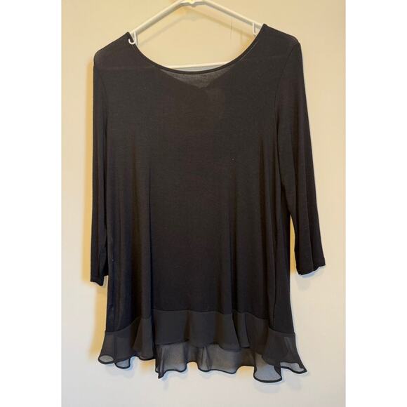 Ellen Tracy Woman’s Loose Fit Shirt With Chiffon Trimming - Picture 1 of 5